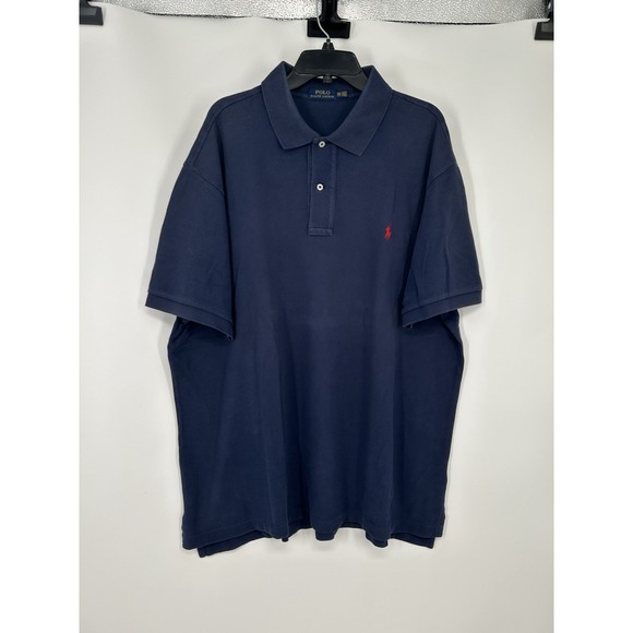 Polo Ralph Lauren Short‎ Sleeve Polo Shirt Solid Navy Blue Size 2XL Big 2XB - Picture 1 of 6
